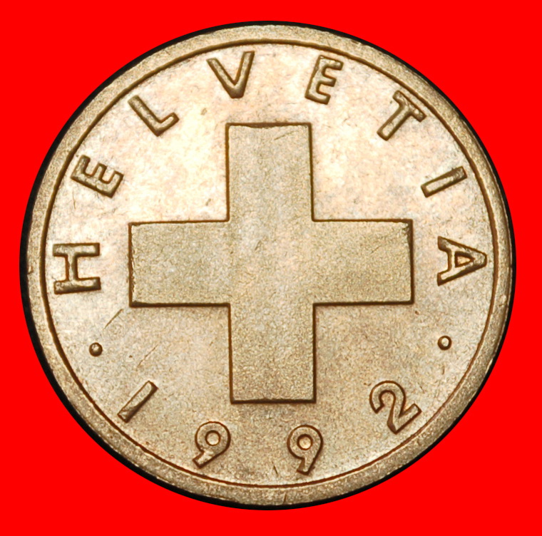  Ⰶ WHEAT SPRIG (1948-2006): SWITZERLAND★1 RAPPEN 1992B! DIES II+B! UNC LUSTRE★LOW START ★ NO RESERVE!   