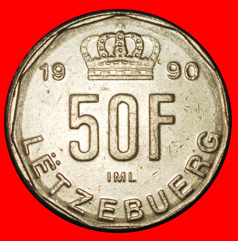 Ⰶ CROWN (1989-1995):LUXEMBOURG★50 FRANCS 1990! JEAN (1964-2000)! MINT LUSTRE★LOW START ★ NO RESERVE!