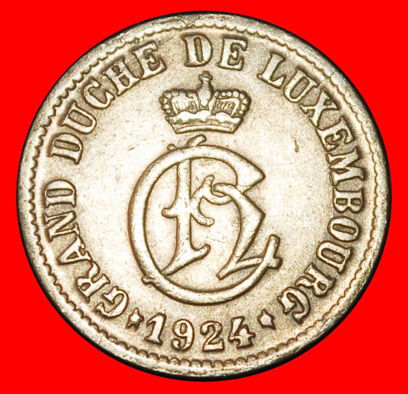 Ⰶ BELGIUM: LUXEMBOURG ★ 5 CENTIMES 1924DEFORMED STARS! CHARLOTTE (1919-1964)★LOW START ★ NO RESERVE!