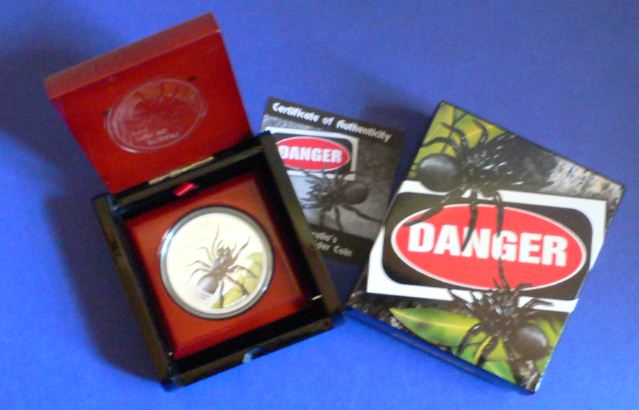 - kirofa - TUVALU -2012 - FUNNEL WEB SPIDER - 1 Unze Silber 99.90%. PROOF - siehe Foto