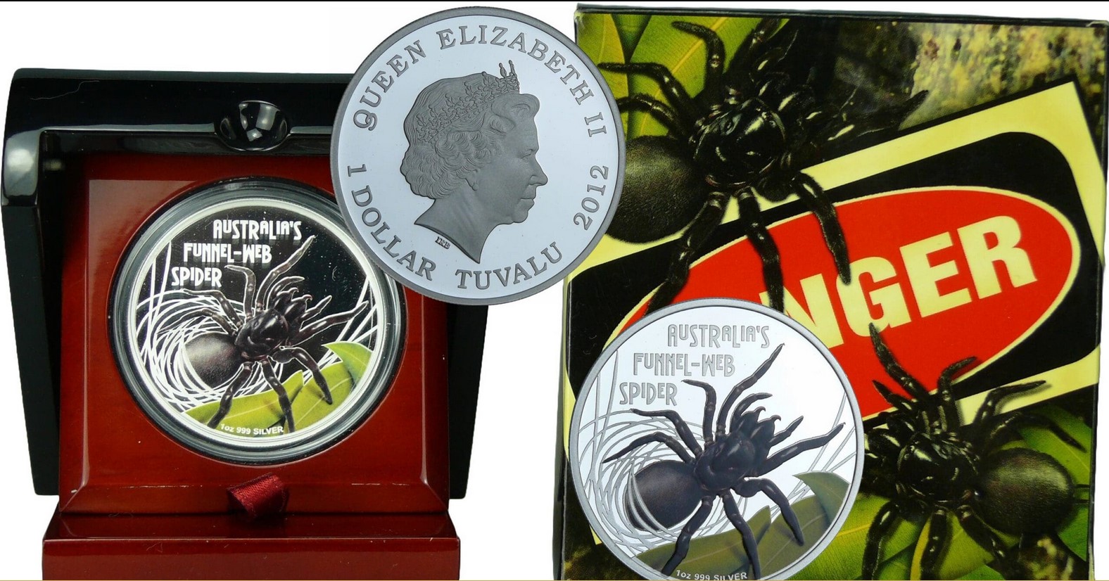  - kirofa - TUVALU -2012 - FUNNEL WEB SPIDER  - 1 Unze Silber 99.90%. PROOF - siehe Foto   