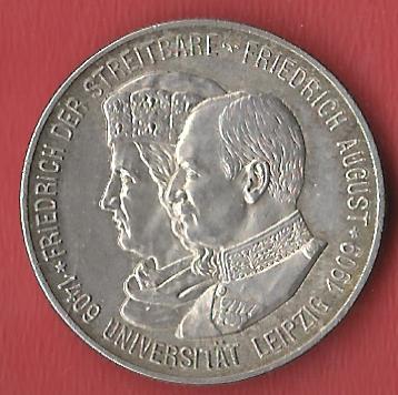  2 Mark Sachsen Uni Leipzig 1909 vz-st Koblenzer Muenzen Studio Münzankauf Koblenz Frank Maurer AL111   