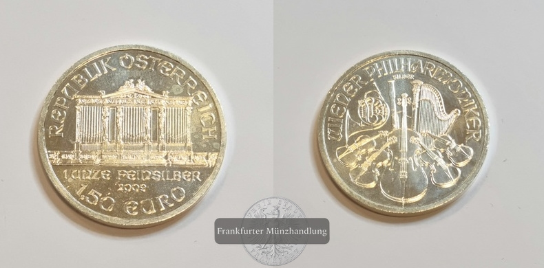  Österreich 1,5 Euro 2009 Wiener Philharmoniker  FM-Frankfurt Feinsilber: 31,1g   