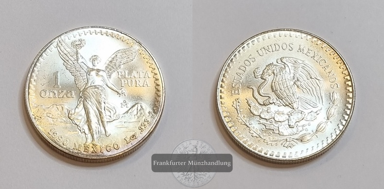  Mexiko Libertad  1990, 1 Onza (Unze)  FM-Frankfurt  Feinsilber: 31,1g   