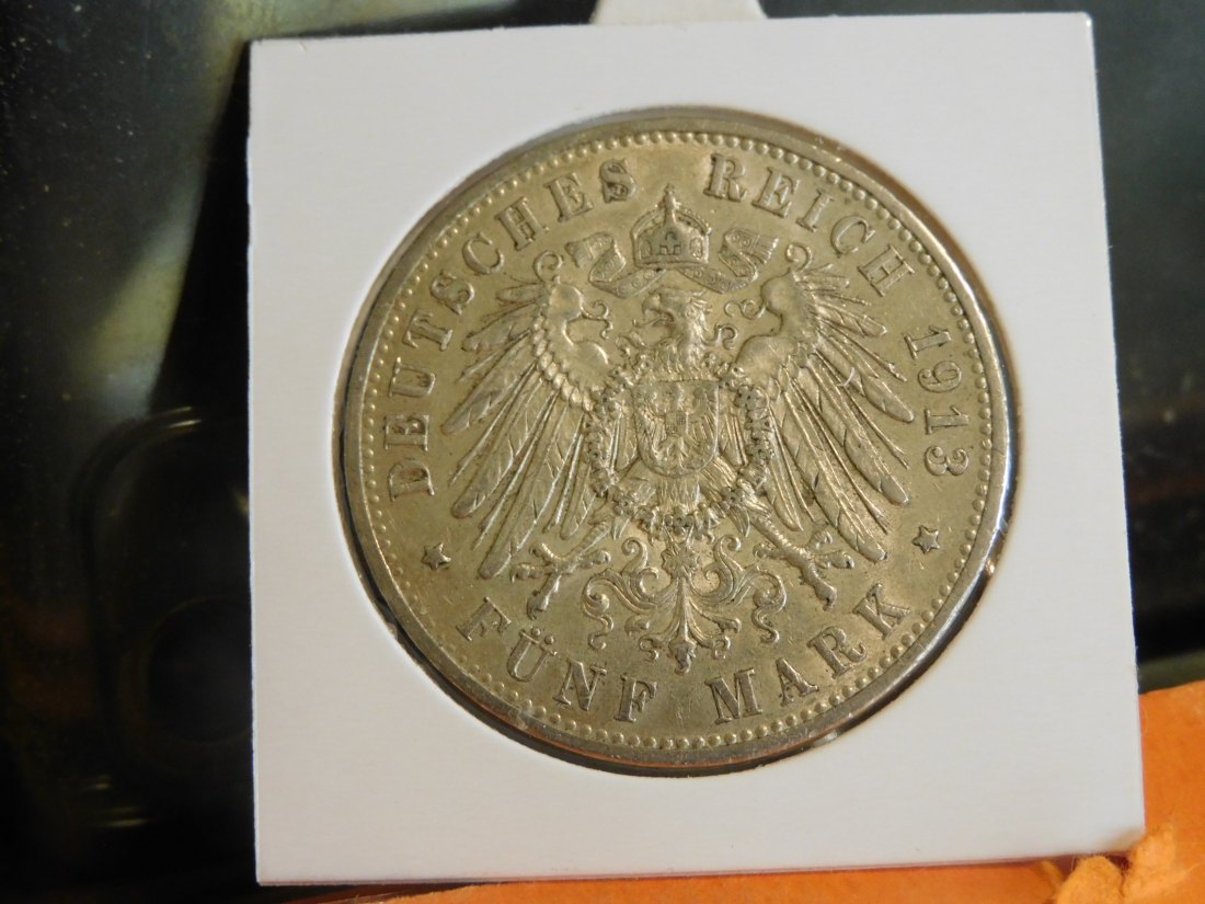  GERMANY 5 MARK 1913 PRUSSIA.GRADE-PLEASE SEE PHOTOS.   