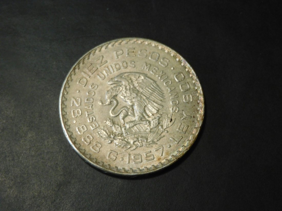  MEXICO 10 PESOS 1957.GRADE-PLEASE SEE PHOTOS.   