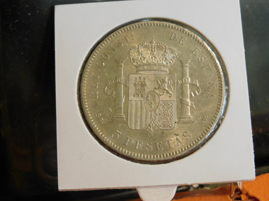  SPAIN 5 PESETAS 1898.GRADE-PLEASE SEE PHOTOS.   