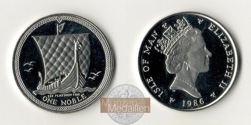 Isle of Man. MM-Frankfurt Feingewicht: 31,1g Platin 1 Noble 1986 