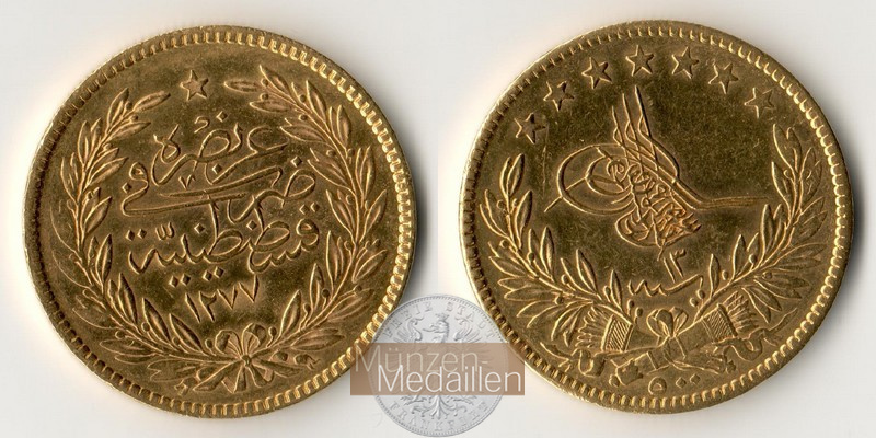 Türkei MM-Frankfurt Feingewicht: 32,55g 500 Piaster AH 1327 