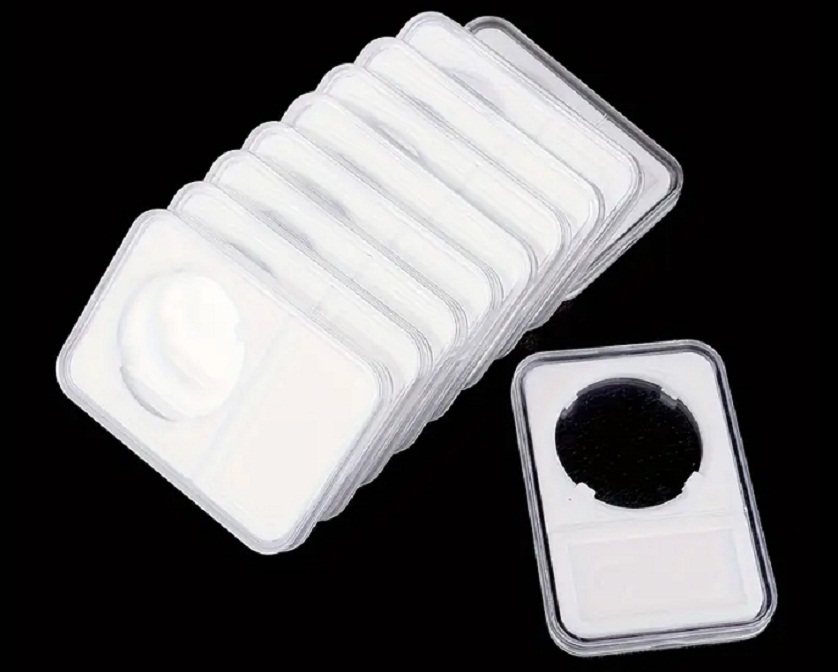 10 Stück Münzdisplays Mümzaufbewahrung Präsentation 38,5mm Acryl NEU
