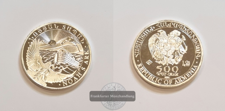  Armenien 500 Dram 2021 Noah's Ark FM-Frankfurt KM#196 Feinsilber: 31,1g   