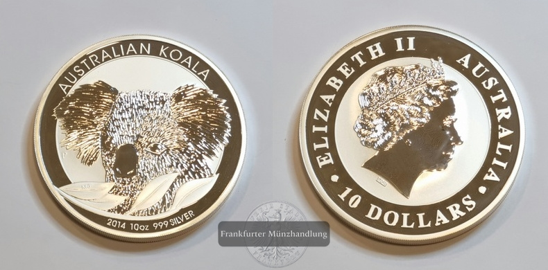  Australien  10 Dollar 2014 Koala   FM-Frankfurt   Feinsilber: 311g   