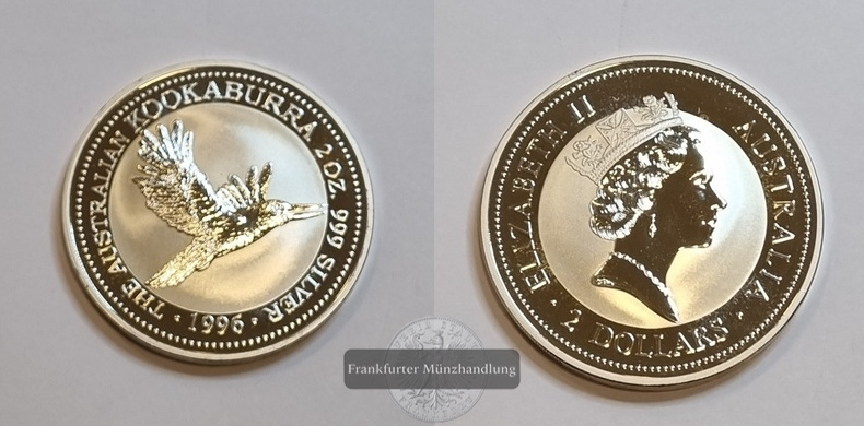  Australien 2 Dollar 1996 Kookaburra  FM-Frankfurt Feingewicht: 62,14g   