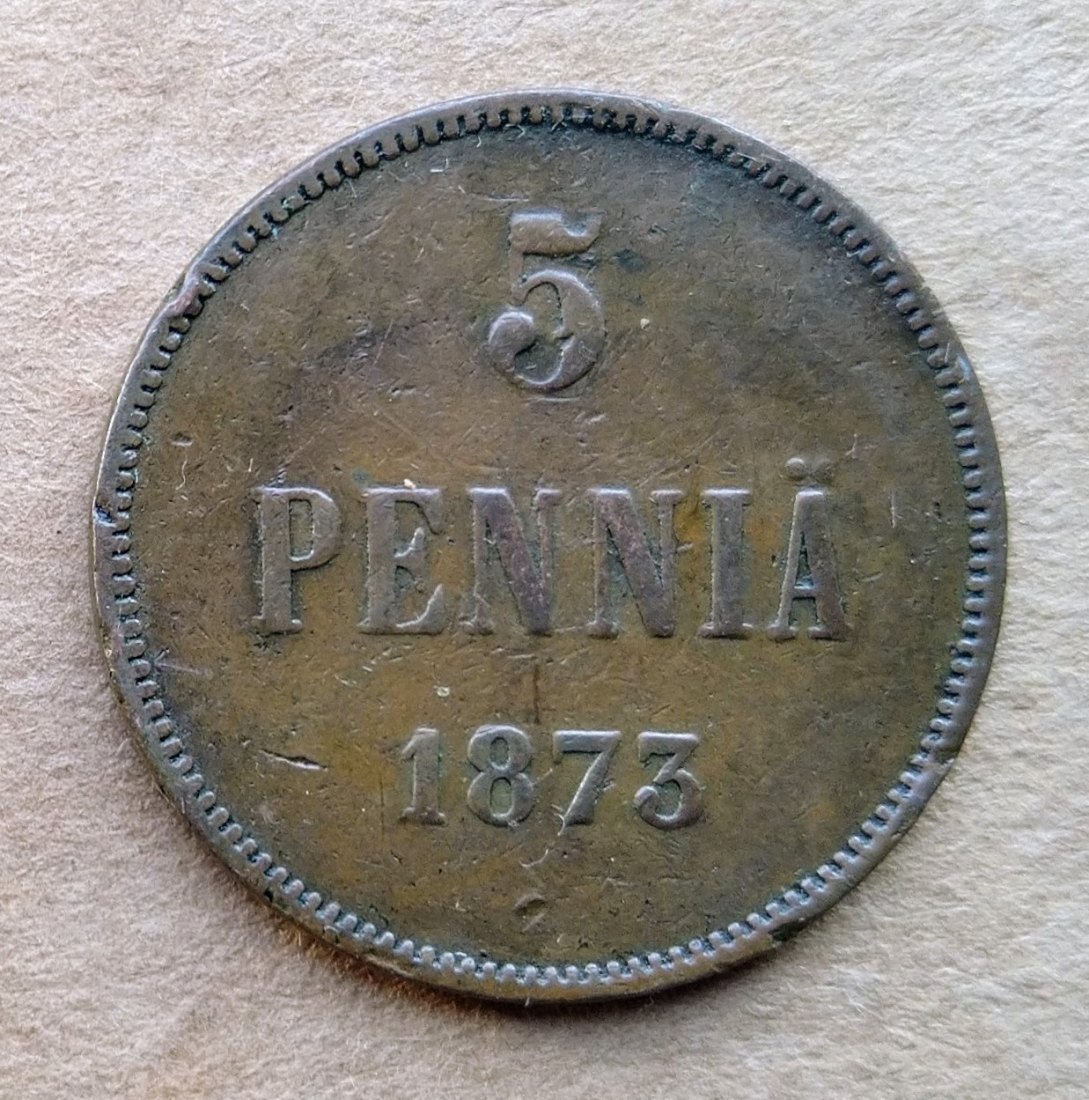 Finnland 5 Pennia 1873 AII