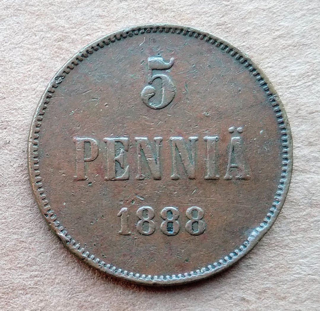Finnland 5 Pennia 1888 AIII