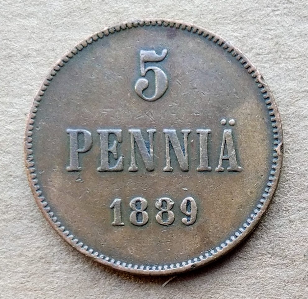 Finnland 5 Pennia 1889 AIII