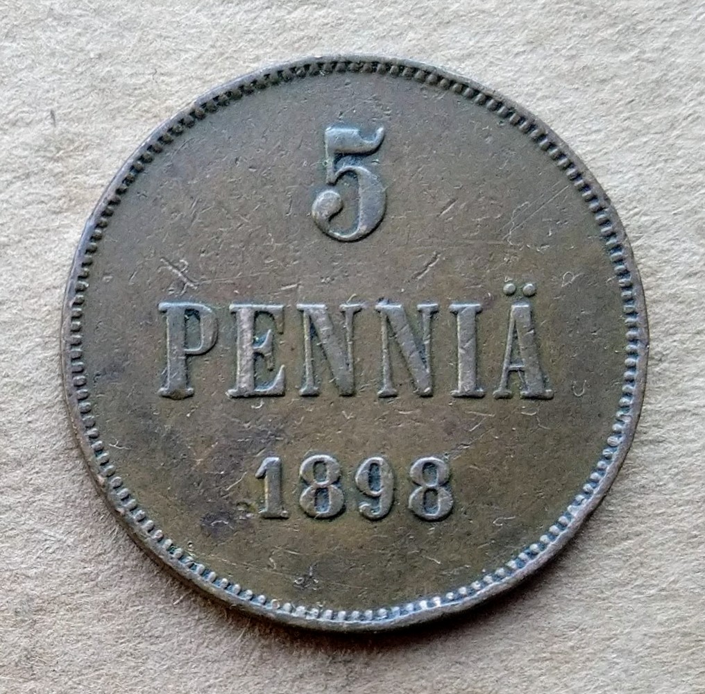 Finnland 5 Pennia 1898 NII