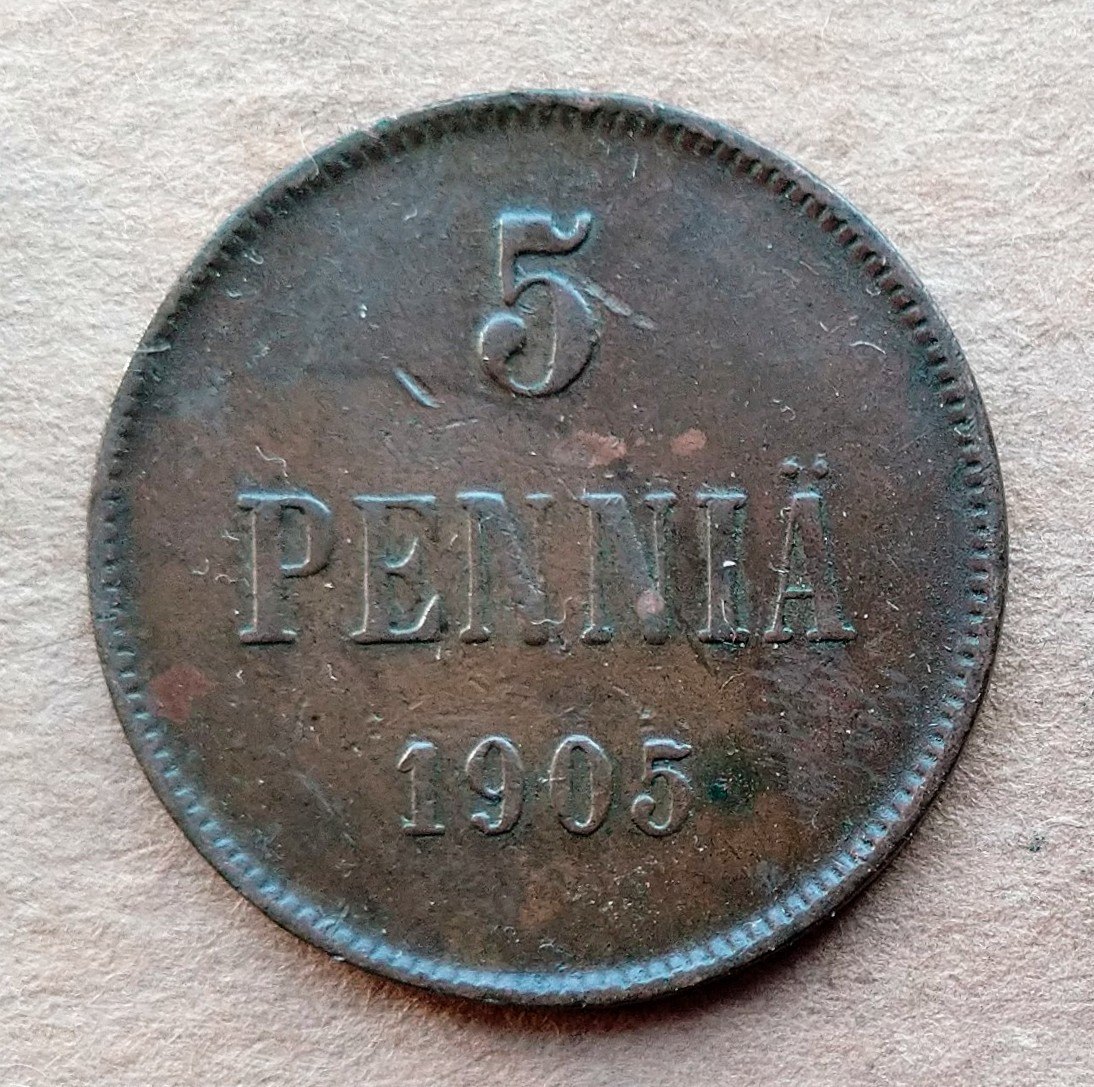 Finnland 5 Pennia 1905 NII