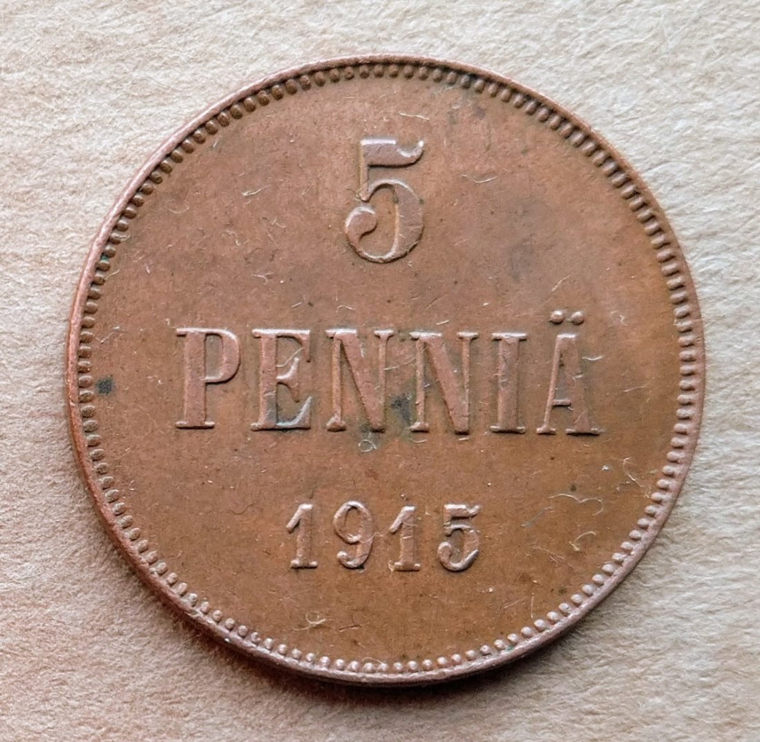 Finnland 5 Pennia 1915 NII