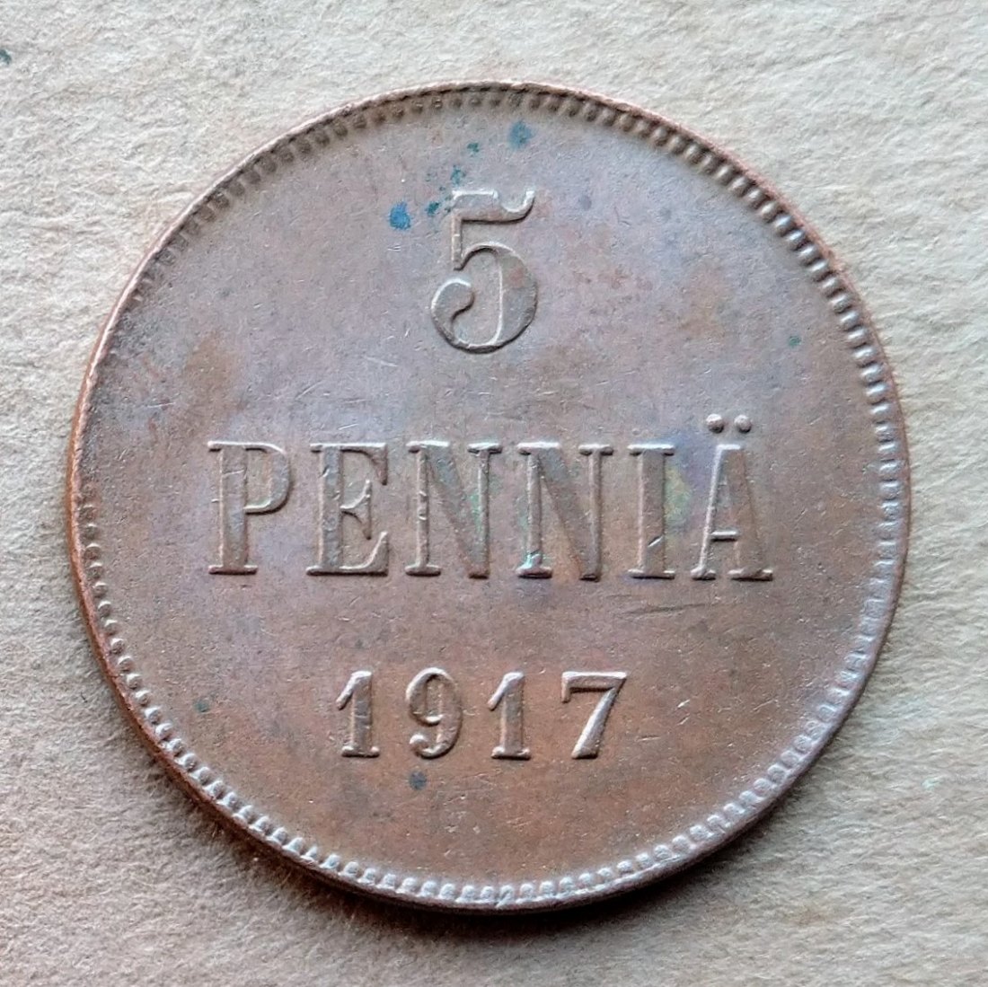 Finnland 5 Pennia 1917 NII Eagle