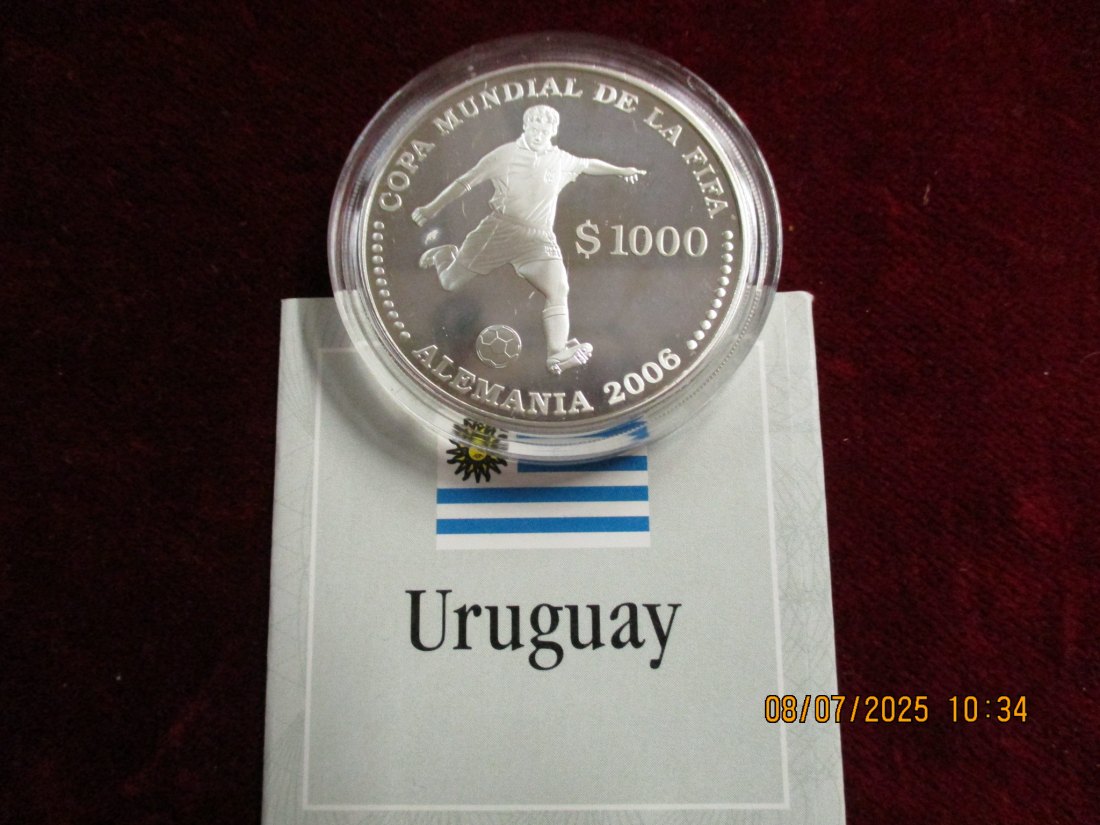  Münze Uruguay 1000 Uruguayan Peso 2006 FIFA World Cup Germany ca. 26,8g /4   