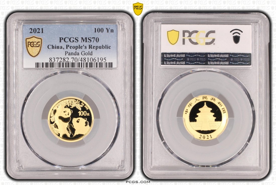  -kirofa - CHINA 100 YUAN - PANDA GOLD 2021 -8 gr. GOLD 999 - PCGS MS 70   