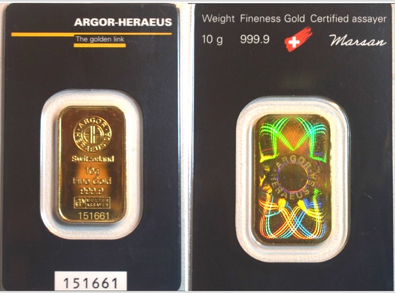  -kirofa - Schweiz - Baren Gold 10 g. KINEBAR - 9999 . ARGOR-HERAEUS. NEU   