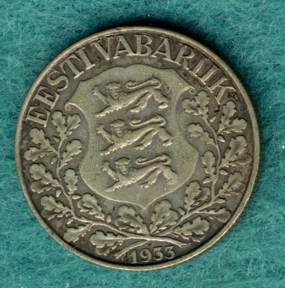  Estland - 1 Kroon 1933 - 10. Sängerfest - Silber   