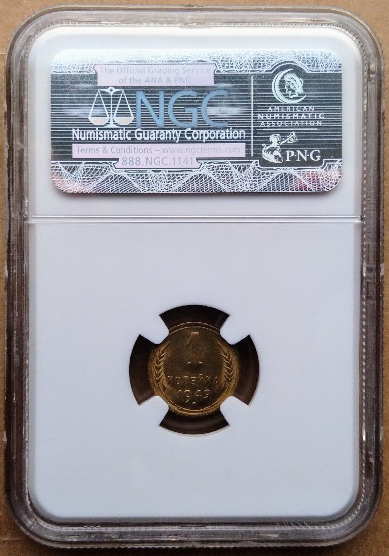  Russia 1 Kopek 1949 NGC MS66   