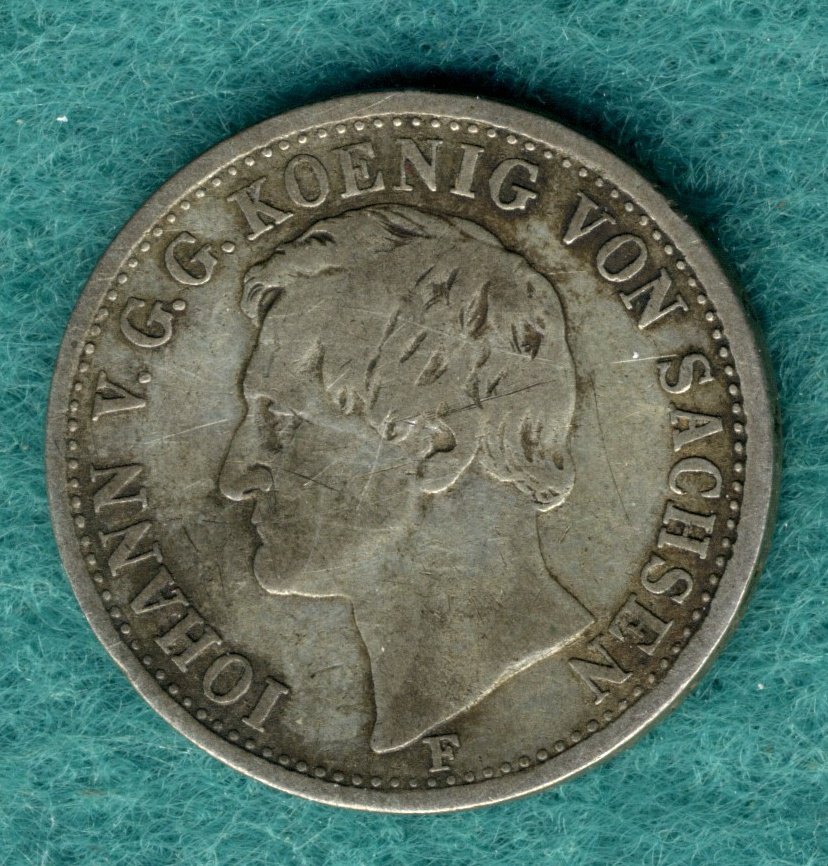  Sachsen - Johann (1854-1873) - 1/6 Thaler 1855 F   