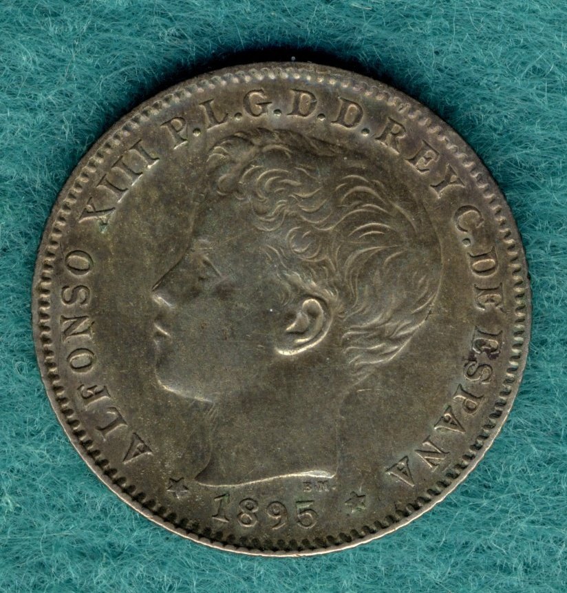 Puerto Rico - 20 Centavos 1895 - Alfons XIII. - selten !!   