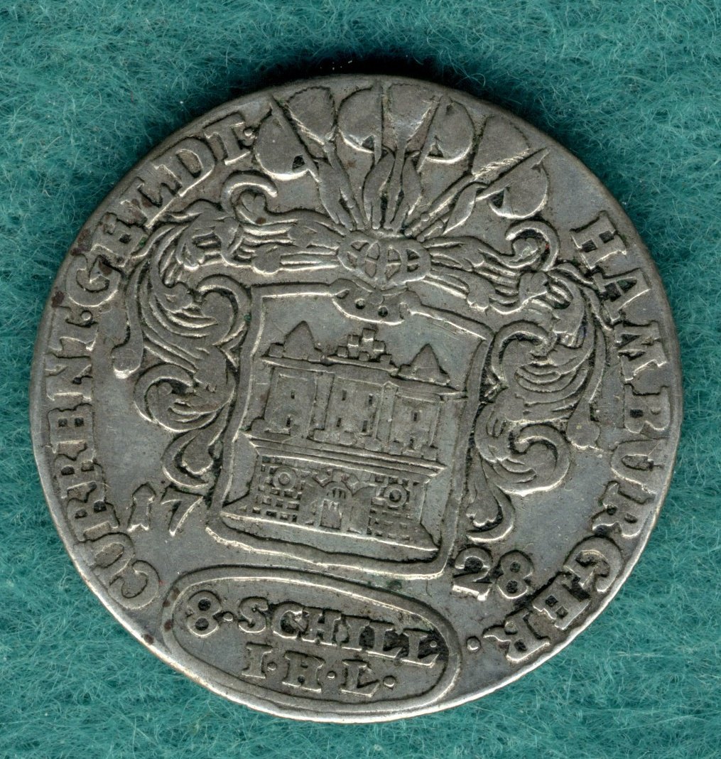  Hamburg - 8 Schilling 1728 - Titelumschrift Karl VI.   