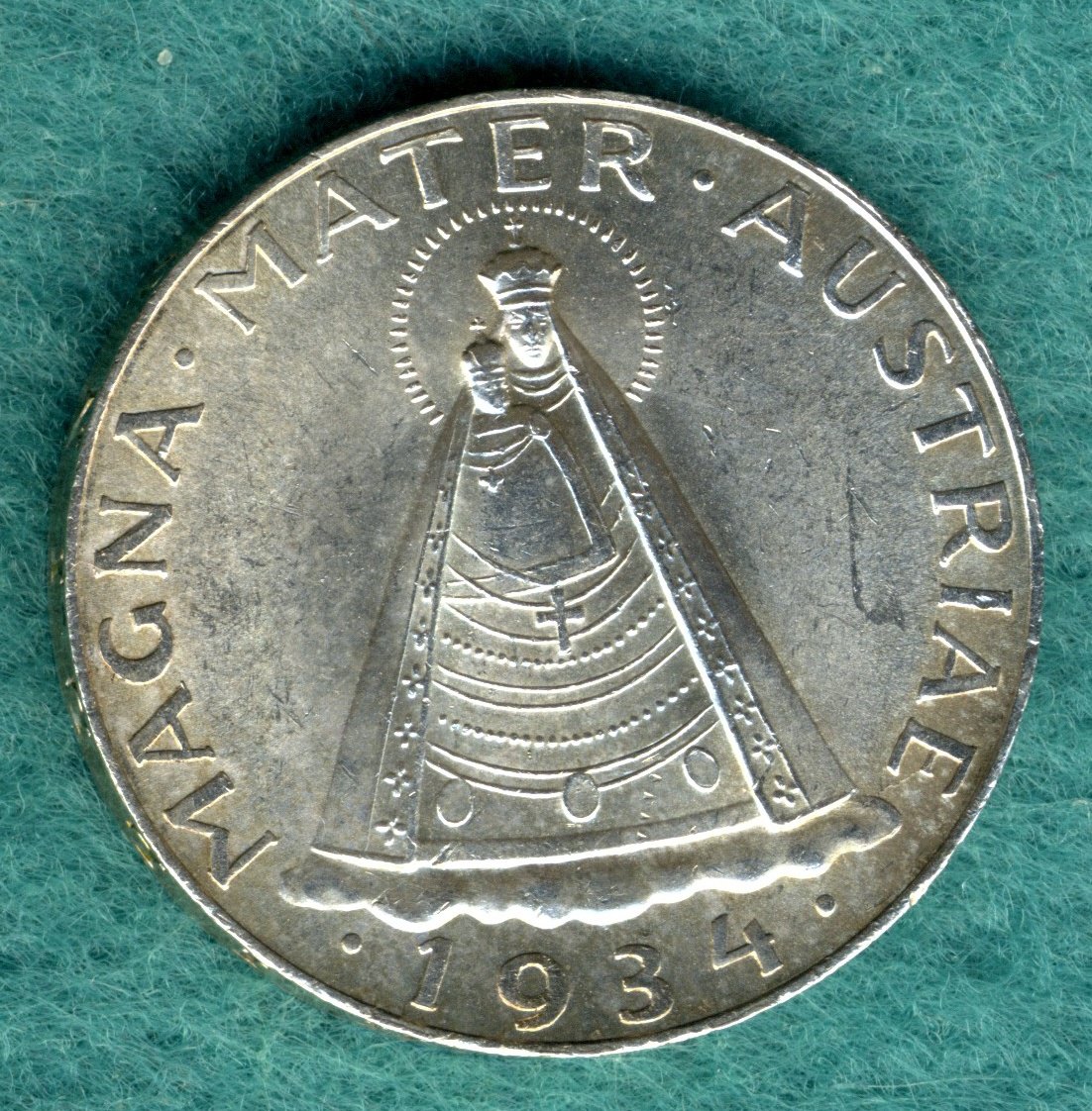  Österreich - 5 Schilling 1934 - Madonna von Mariazell - Silber   