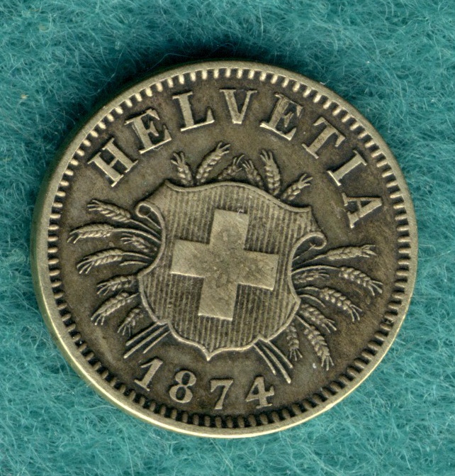  Schweiz - 5 Rappen 1874 - hübsch !   