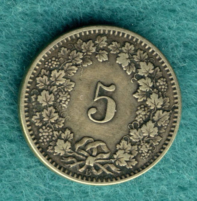  Schweiz - 5 Rappen 1874 - hübsch !   