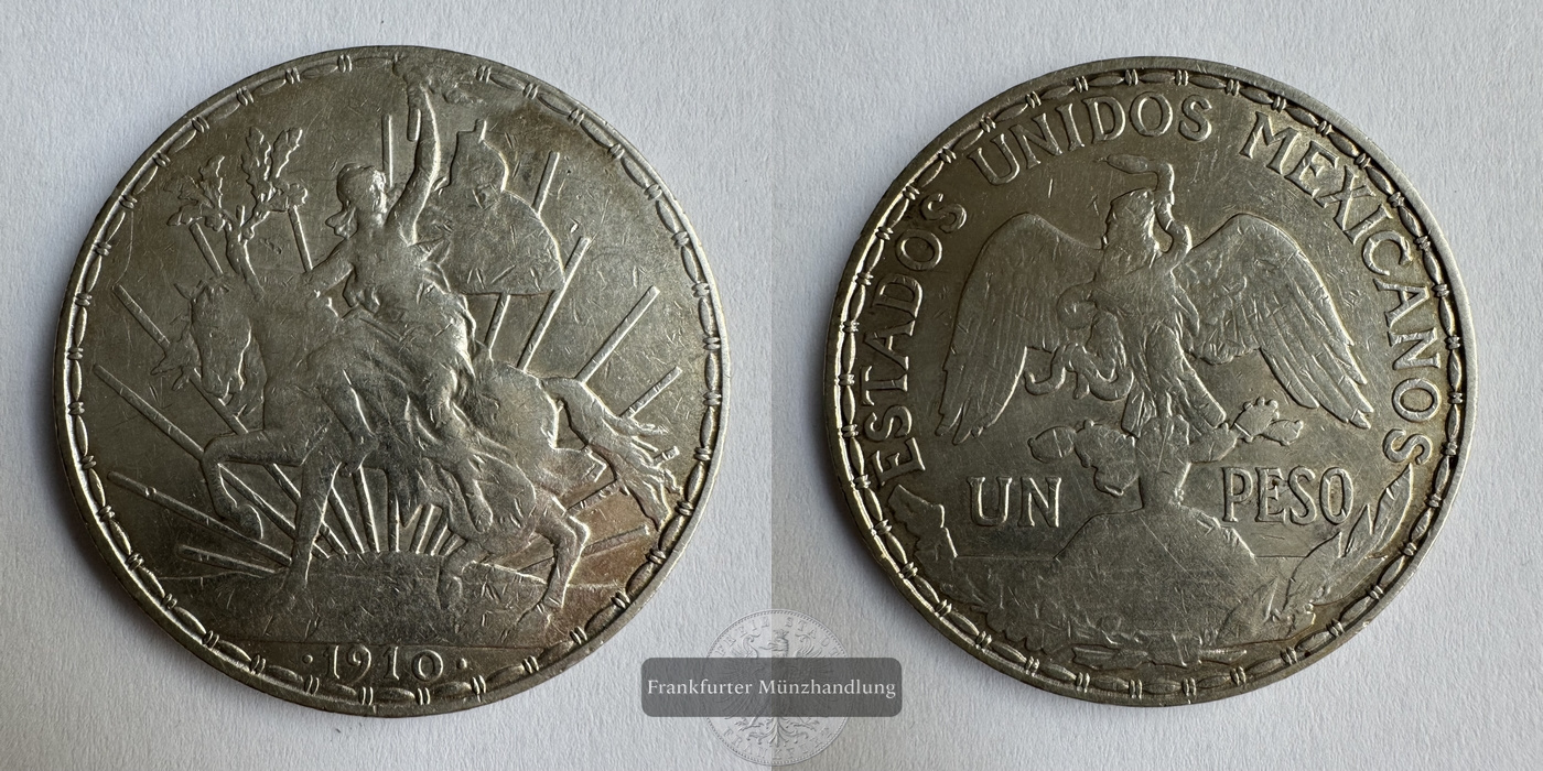  Mexiko  1 Peso  1910 (1910-14) Caballito FM-Frankfurt KM#453 Feinsilber: 24,44g   