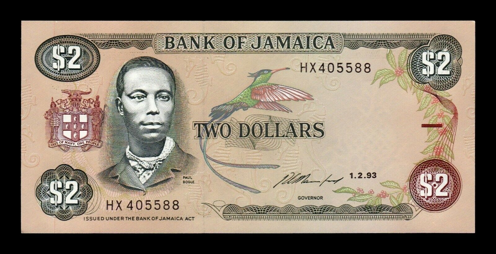 Jamaika 2 Dollar 1993 UNC