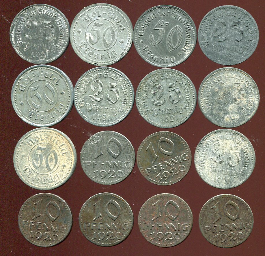  Stadt Bremen Notgeld Münzen   