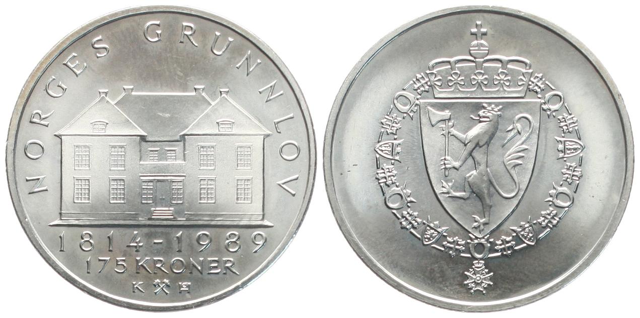  Norwegen: Håkon VII., 2 Kroner 1914, auf 100 jahre der Verfassung   