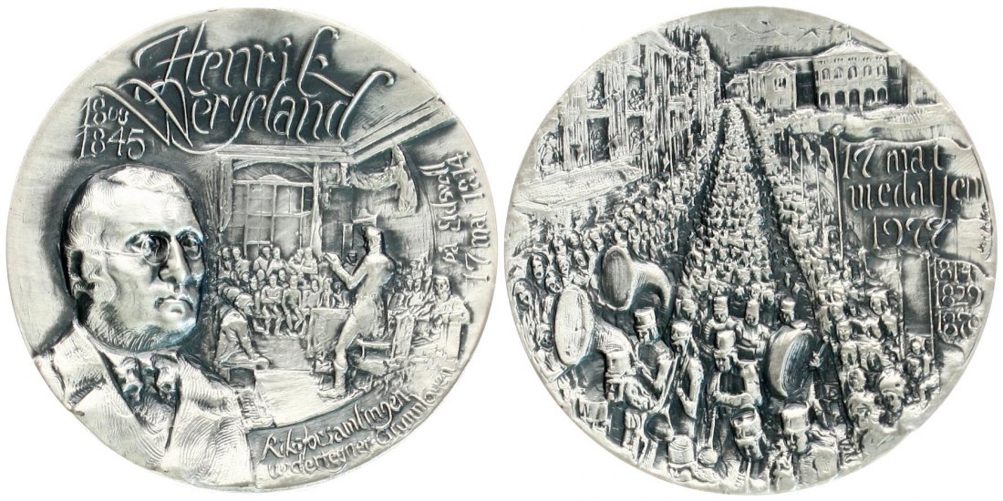  Norwegen: Silbermedaille (54.88 gr.) 1977 stgl im Etui, siehe unten!   