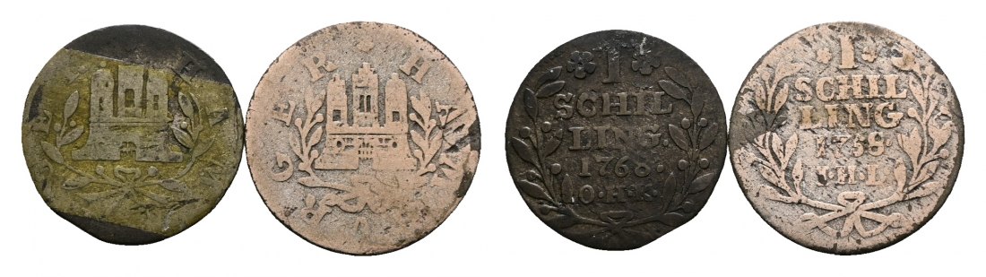  Altdeutschland; 2 Kleinmünzen 1768 / 1758   