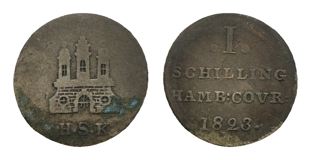  Altdeutschland; Hamburg; Kleinmünze 1823   