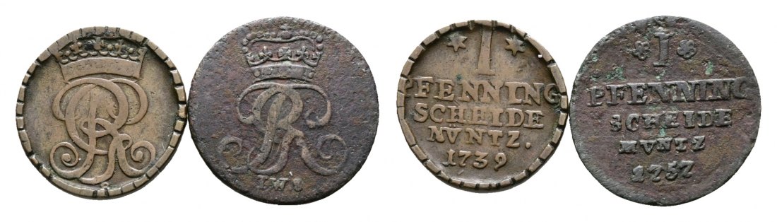  Altdeutschland; 2 Kleinmünzen 1739 / 1757   