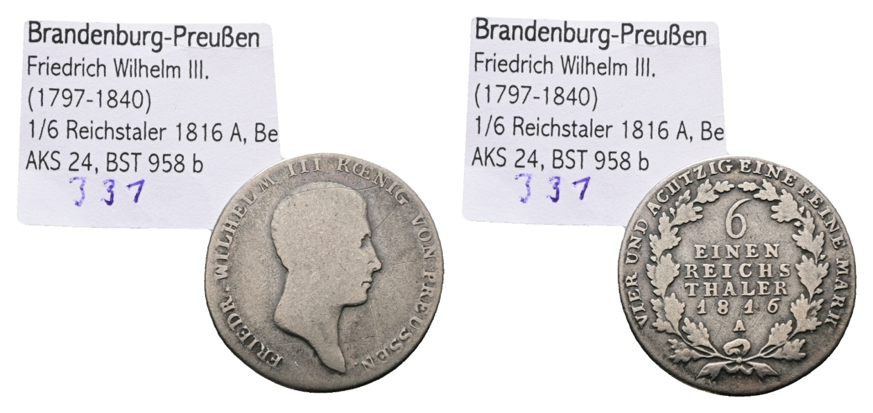  Altdeutschland; Brandenburg -Preußen; Kleinmünzen 1816   