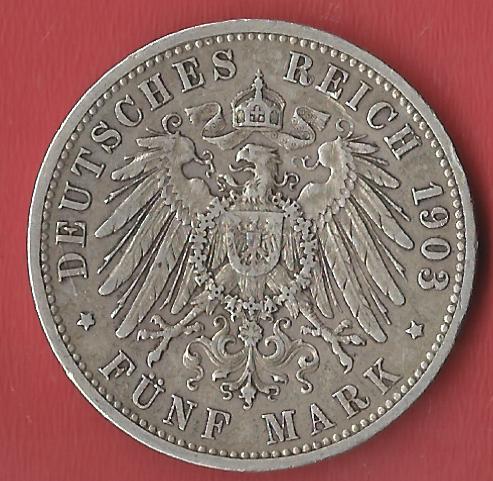  5 Mark Baden 1903 Koblenzer Muenzen Studio Münzankauf Koblenz Frank Maurer AL115   
