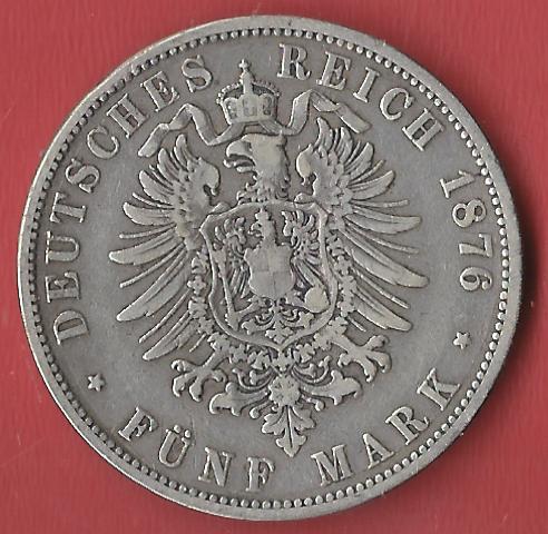  5 Mark Wuerttemberg  1876 F Koblenzer Muenzen Studio Münzankauf Koblenz Frank Maurer AL118   
