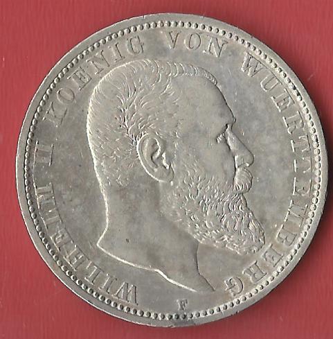  5 Mark Wuerttemberg  1907 F Koblenzer Muenzen Studio Münzankauf Koblenz Frank Maurer AL122   