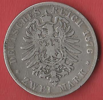 2 Mark Wuerttemberg  1876 F Koblenzer Muenzen Studio Münzankauf Koblenz Frank Maurer AL123   
