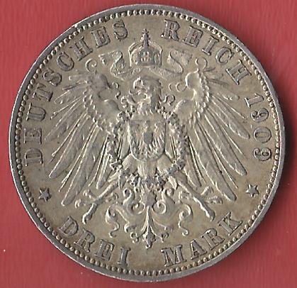  3 Mark Sachsen 1909 Koblenzer Muenzen Studio Münzankauf Koblenz Frank Maurer AL127   