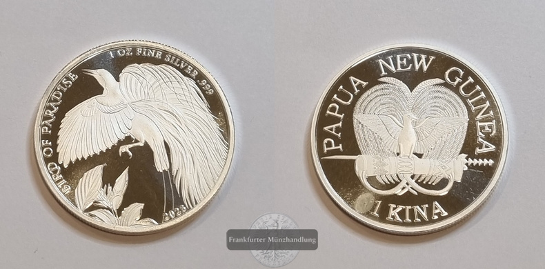  Papua Neuguinea 1 Kina 2023 Paradiesvogel FM-Frankfurt Feinsilber: 31,1g   